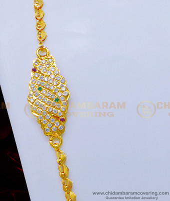 MCHN429 - Five Metal Daily Wear Stone Moppu Chain Designs Gold Plated Jewellery Online 