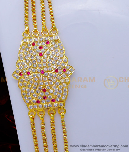 MCHN495 - Impon Jewellery Big Mugappu With 4 Line Chain Designs Online