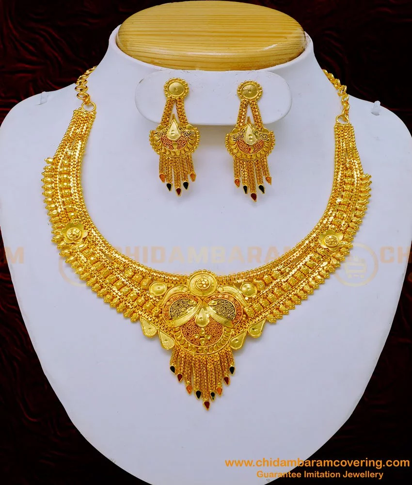 Buy APARA Gold Plated Traditional Choker Necklace Earring One Gram Jewellery  Set For Girls/Women at Amazon.in