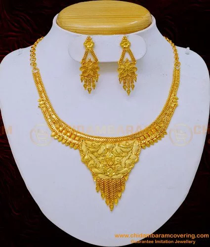 22k Yellow Gold Necklace Set, Indian Gold Set, Indian Gold Jewelry, Gold  Earring Necklace, Traditional Rajasthani Pure Gold Handmade Design - Etsy