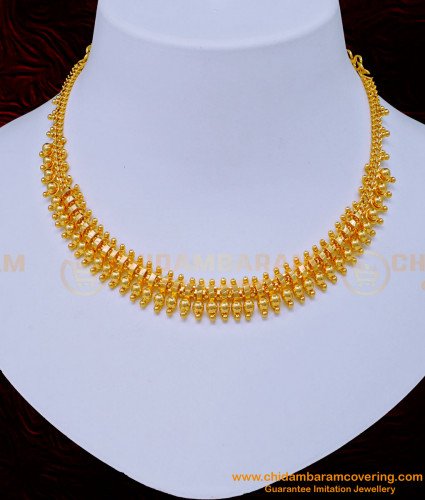 NLC1045 - Latest Simple Gold Design Plain Bridal Wear Necklace Design Buy Online