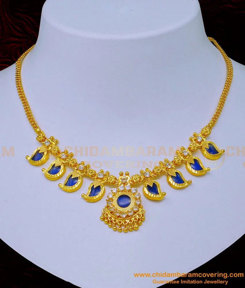 Blue Gold Look Necklace Set – Dazzles Fashion and Costume Jewellery