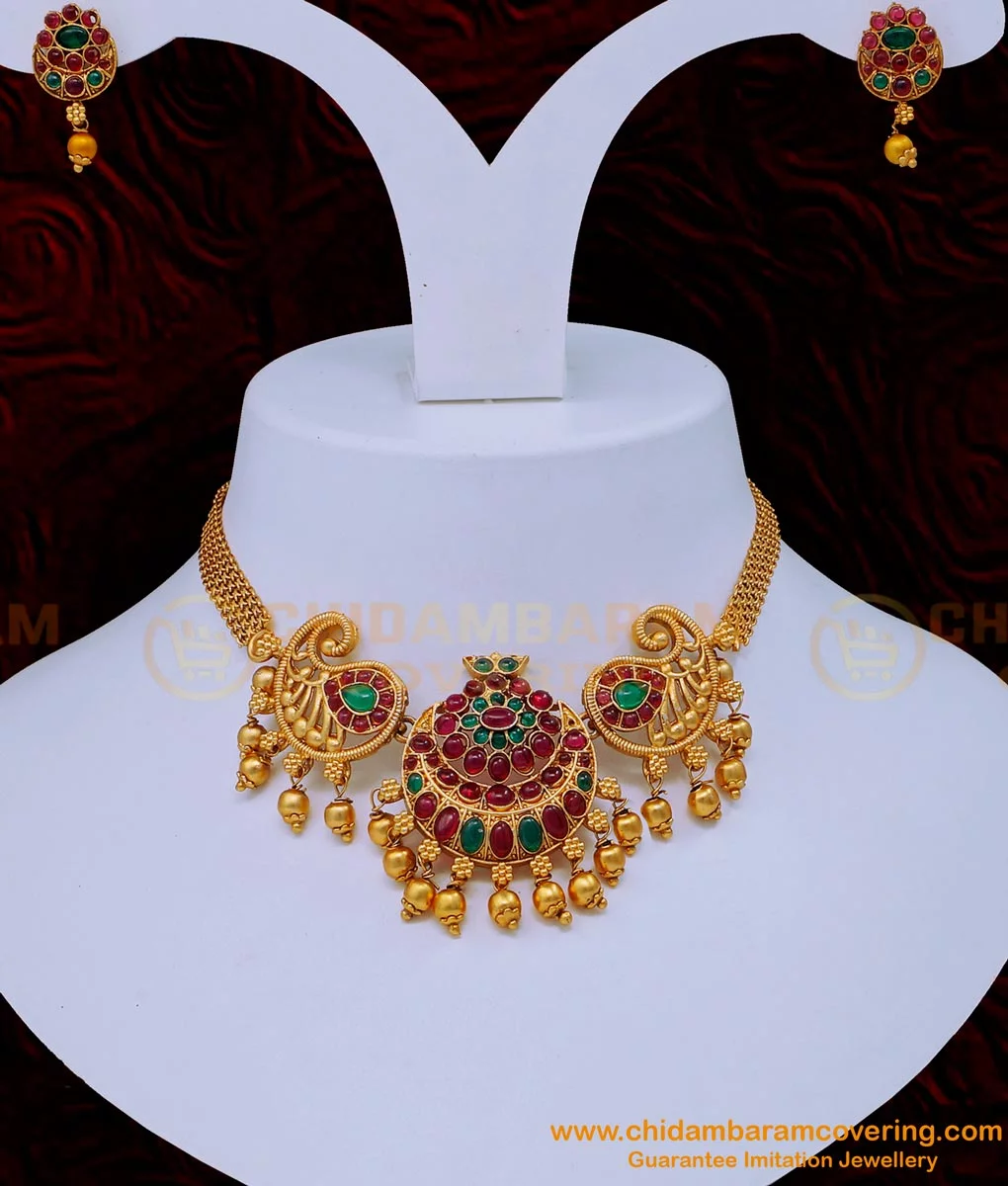 Buy Antique Choker Necklace With Matte Gold Plating 214638 | Kanhai Jewels