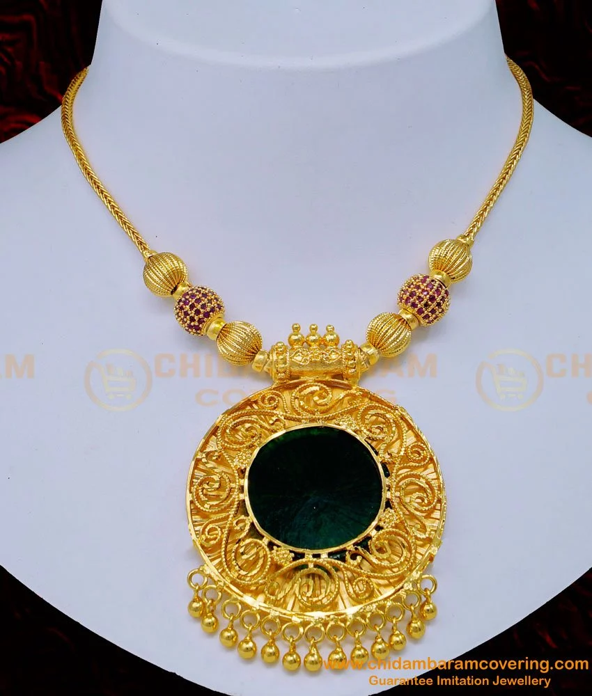 Gold Plated Temple Necklace Set-vachngandaiphat.com.vn