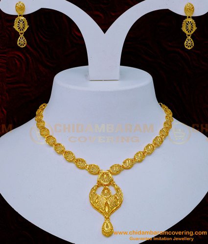 NLC1144 - Gold Plated Jewellery Dubai Necklace Set for Women 