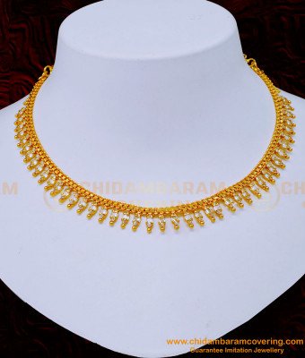 NLC1179 - Gold Design Bridal Wear Necklace White Stone Necklace Online 