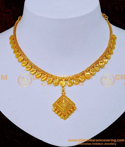 NLC1193 - 1 Gram Gold Simple Plain Gold Necklace Designs Online