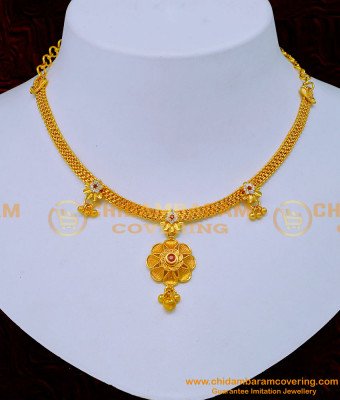 NLC1195 - Unique Gold Plated Attigai Style Stone Necklace Design