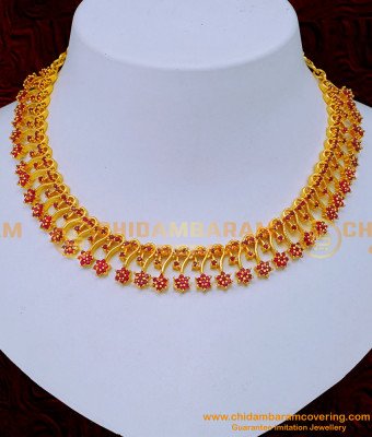 NLC1198 - Attractive Ruby Stone Gold Necklace Designs for Women