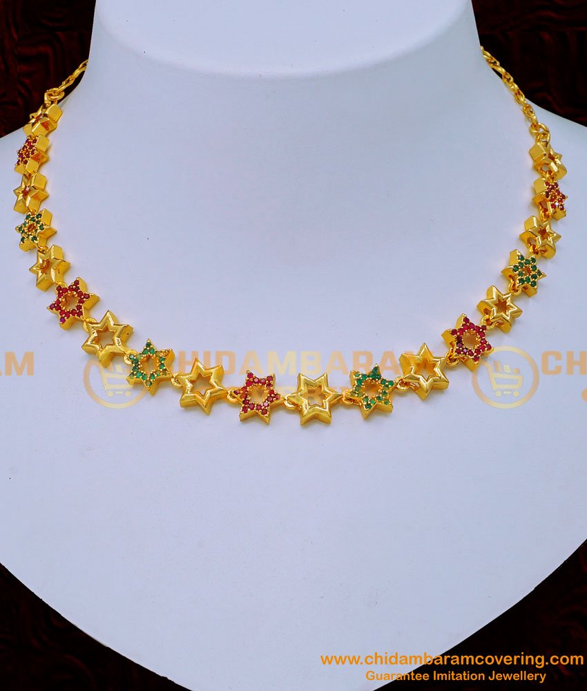 Latest Ruby Emerald Stone Party Wear Necklace Designs