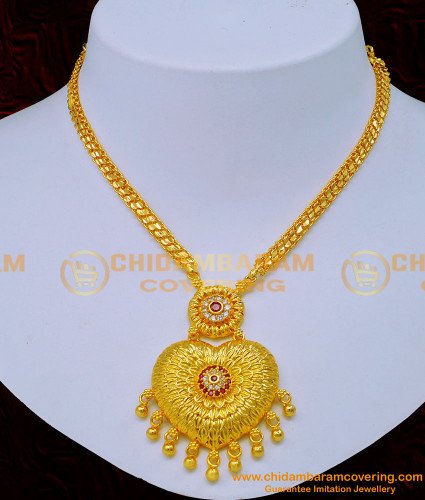 NLC1200 - New Model 1 Gram Gold Plated Stone Necklace Designs 