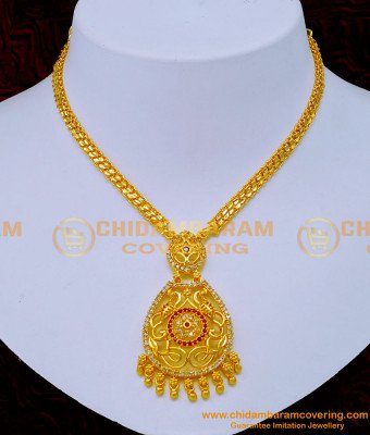 NLC1201 - Modern Simple Gold Plated Stone Necklace Designs 