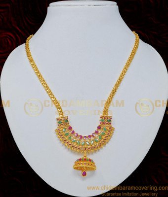 NLC692 - Latest Necklace Design Party Wear Ad Stone Arch Shape Dollar Designer Necklace 