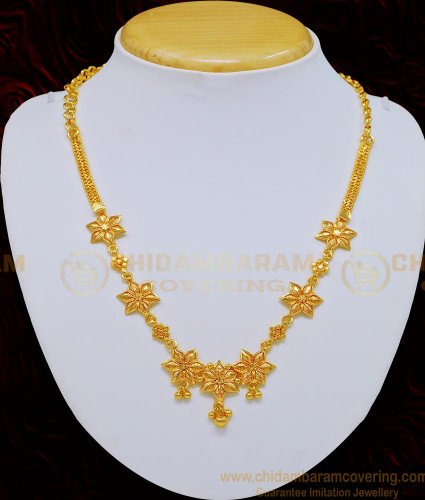 NLC724 - Kerala Light Weight Party Wear Single Flower Design Necklace for Women