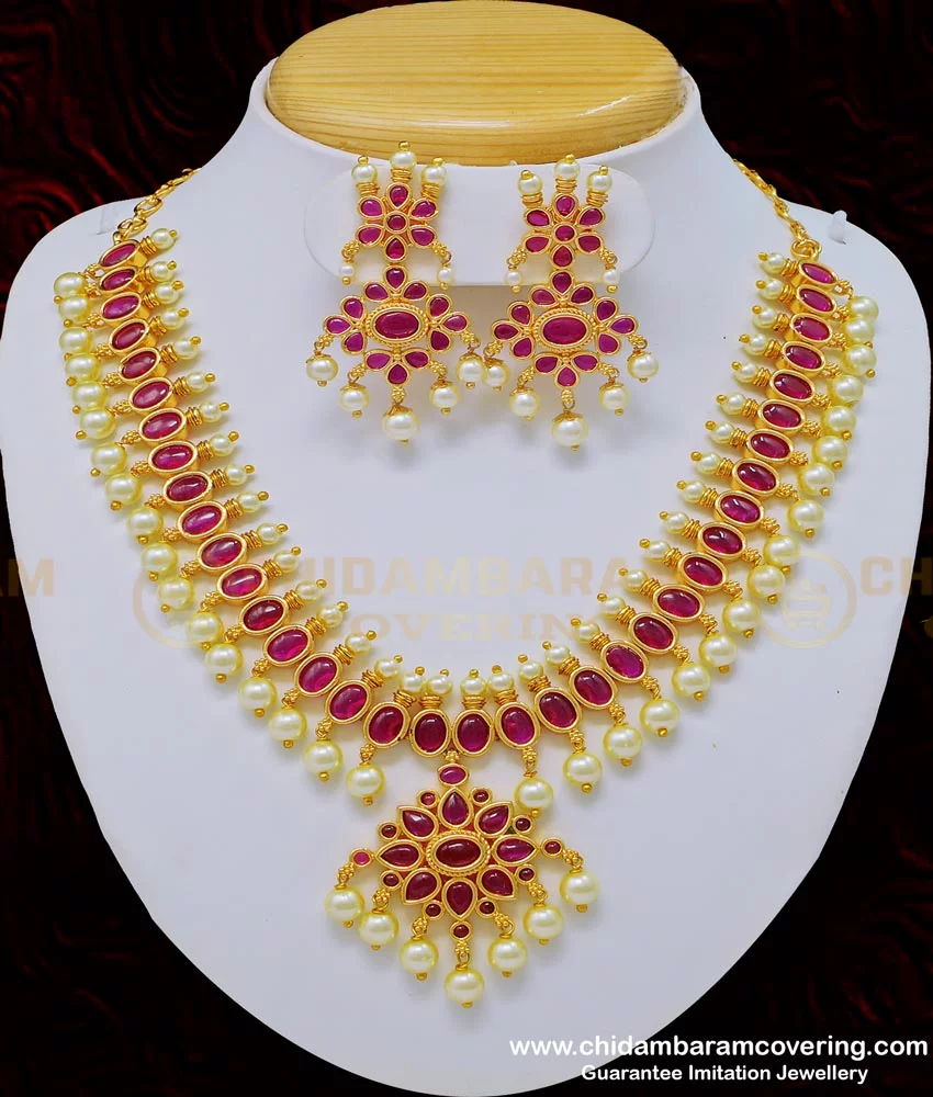 DREAMJWELL - Beautiful Antique Pearl Necklace Set DJ-01952 – dreamjwell