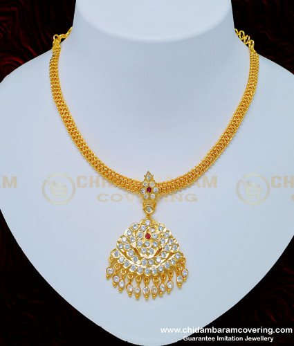 NLC784 - Impon One Gram Gold Simple Five Metal Attigai Necklace for Women