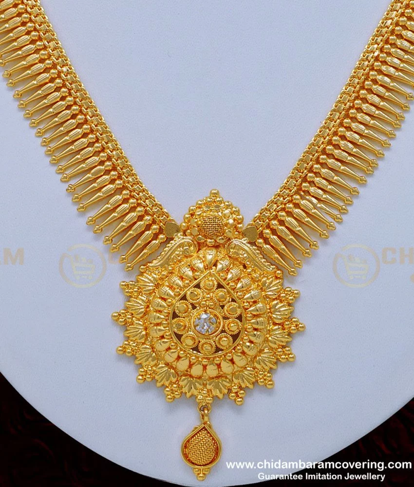 nlc855 wedding gold necklace design white stone mulla arumbu necklace for women 2