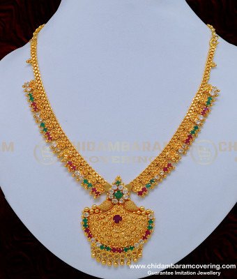 NLC857 - Grand Look Multi Stone Full Stone Work One Gram Gold Necklace Buy Online 