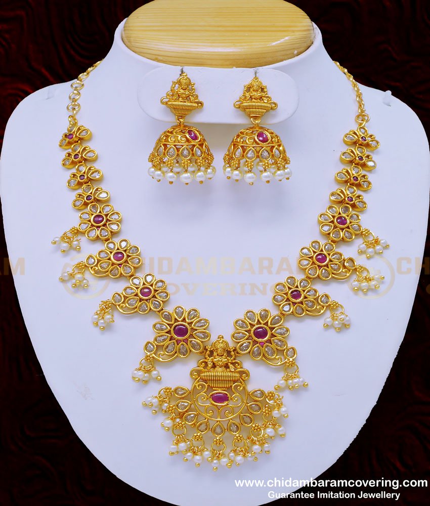 fashion-jewellery-temple-necklace-negas-necklace-nagas-jewellery-temple-jewellery-antique-jewelry, lakshmi necklace, Antique Jewellery,