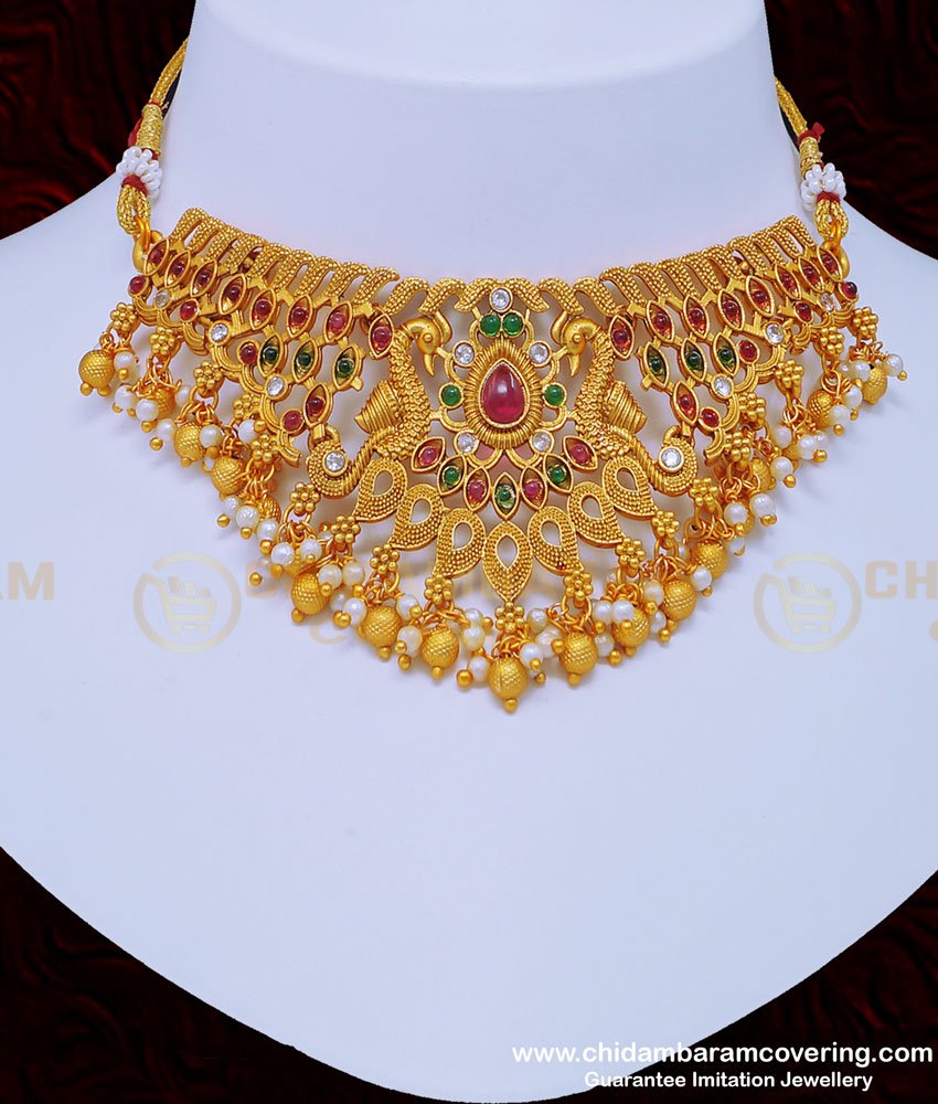 fashion-jewellery-temple-necklace-negas-necklace-nagas-jewellery-temple-jewellery-antique-jewelry,Lakshmi necklace with price, 