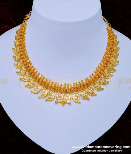 nlc903 traditional lakshmi design mango shape necklace gold plated jewellery buy online 1