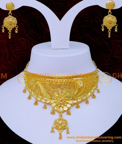 Nlc1241 - Gold Design Gold Forming Traditional Choker Necklace Online