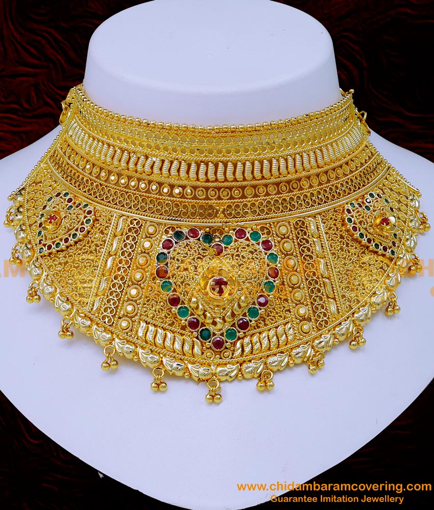  traditional choker necklace online, simple choker necklace, choker necklace set,1 gm Gold Choker designs, gold plated choker necklace