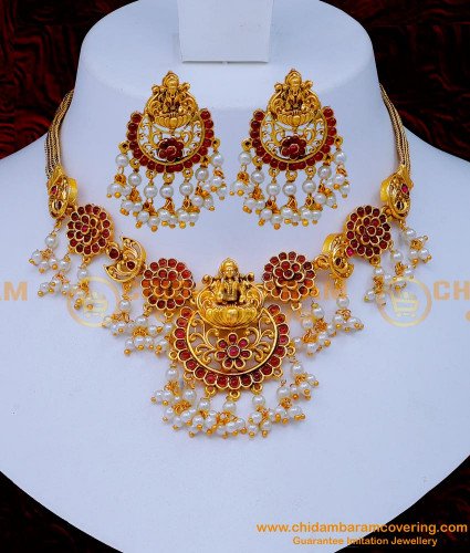 NLC1268 - Traditional Beads Antique Temple Jewellery Set for Marriage