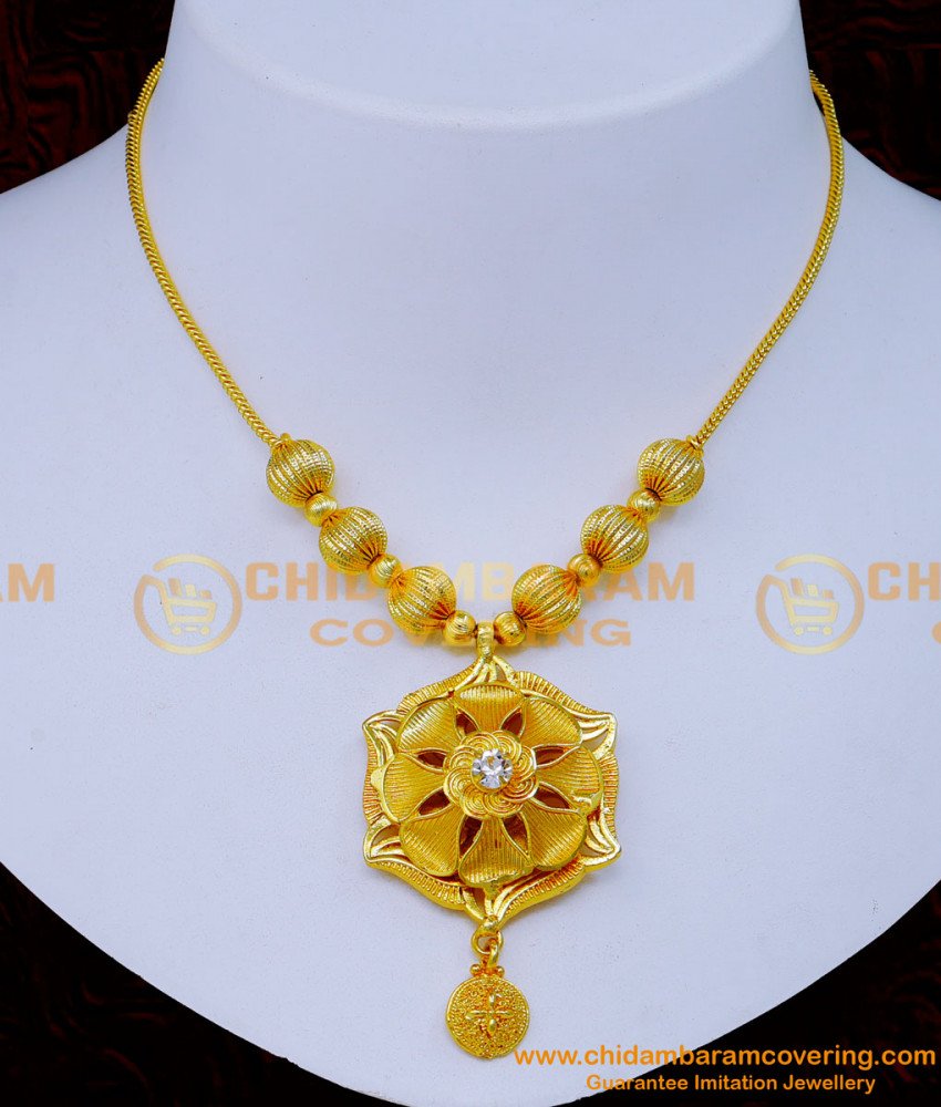 stone Necklace design, white stone necklace, gold plated stone necklace design, stone necklace design online, imitation stone necklace