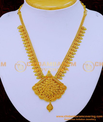 NLC1296 - Traditional Gold Design V Shape Gold Plated Necklace Design
