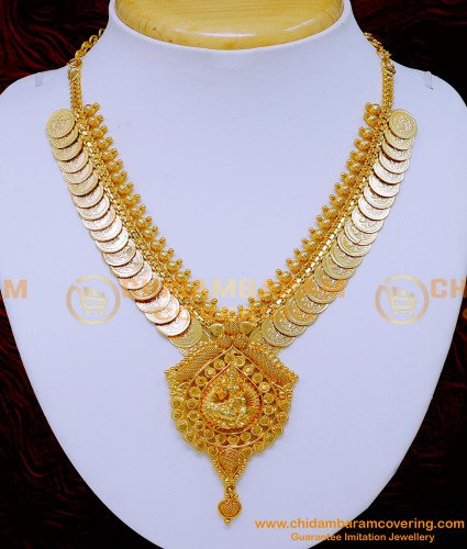 NLC1309 - Traditional Kasu Mala With Lakshmi Pendant Gold Necklace Design