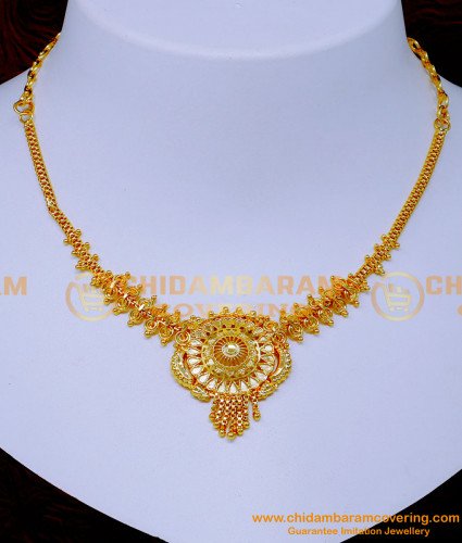 NLC1374 - Latest Simple Gold Necklace Design Imitation Jewellery