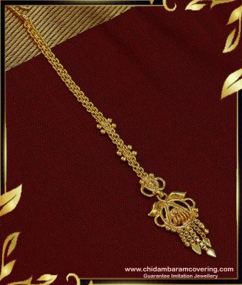 NCT158 - 1 Gram Gold Plain Simple Maang Tikka Gold Jewellery Design Shop Online  