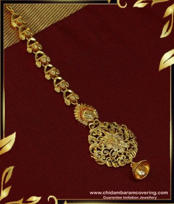 NCT162 - Latest Real Gold North Indian Maang Tikka Design One Gram Gold Jewellery Online 