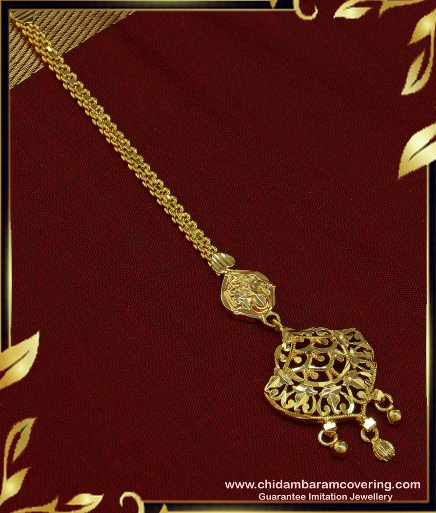 hair ornaments, gold plated nethichutti,  