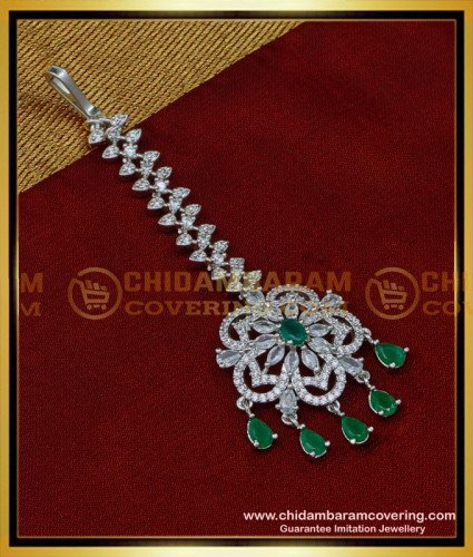 NCT257 - Elegant Flower Design Artificial Diamond Maang Tikka for Bride 