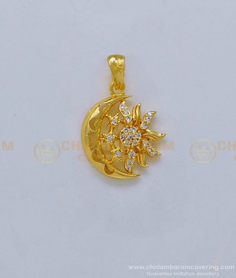 PND058 - Unique American Diamond White Stone Small Gold Pendant Design for Female 
