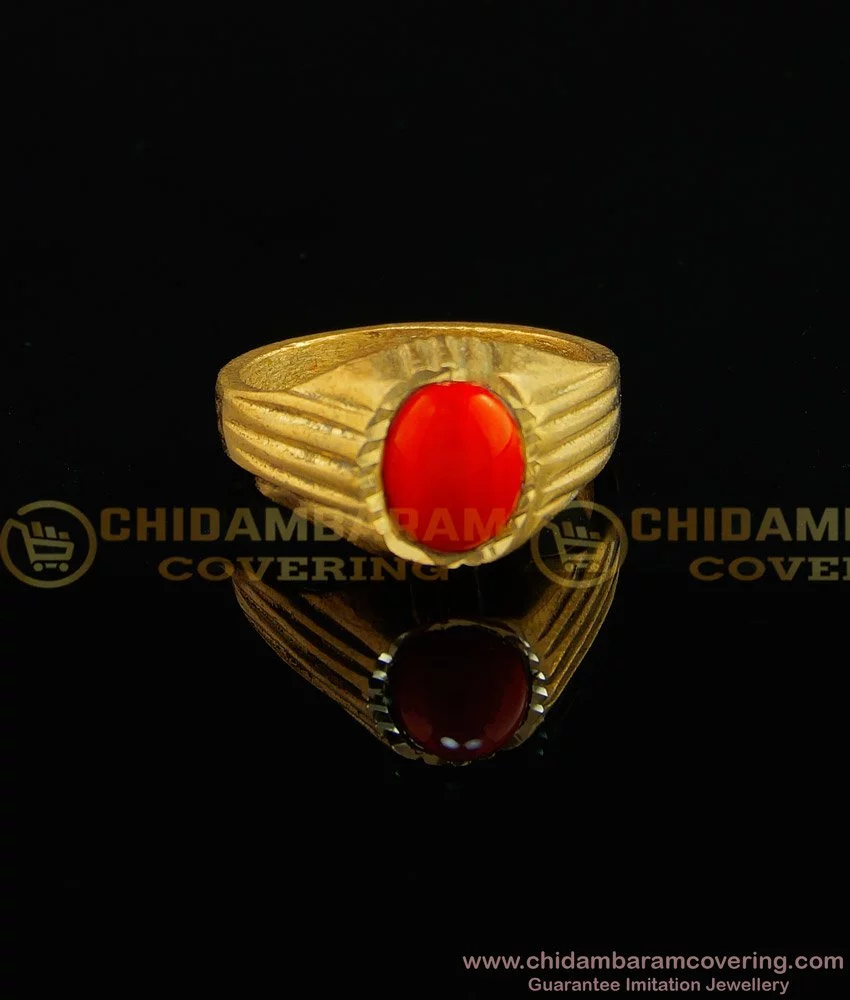 Red Coral Gem Chinese Style Gilding Silver Ring – IDREAMMART