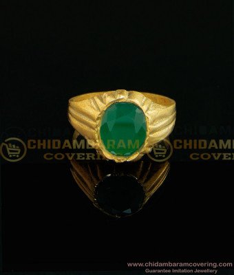 RNG013 - Impon Rasi Kal Mothitam Original Panchdhatu Ring Gold Plated Emerald Ring for Men 