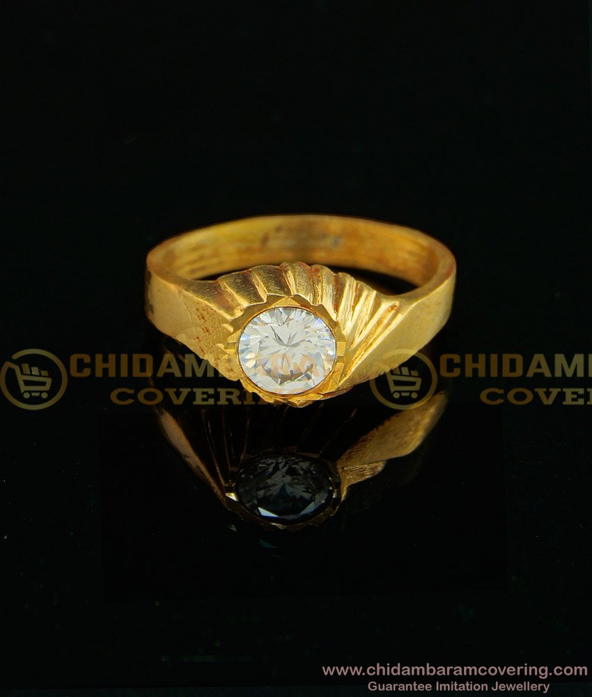 RNG016 - Five Metal White Single Stone Panchdhatu Gold Plated Rings Buy Online