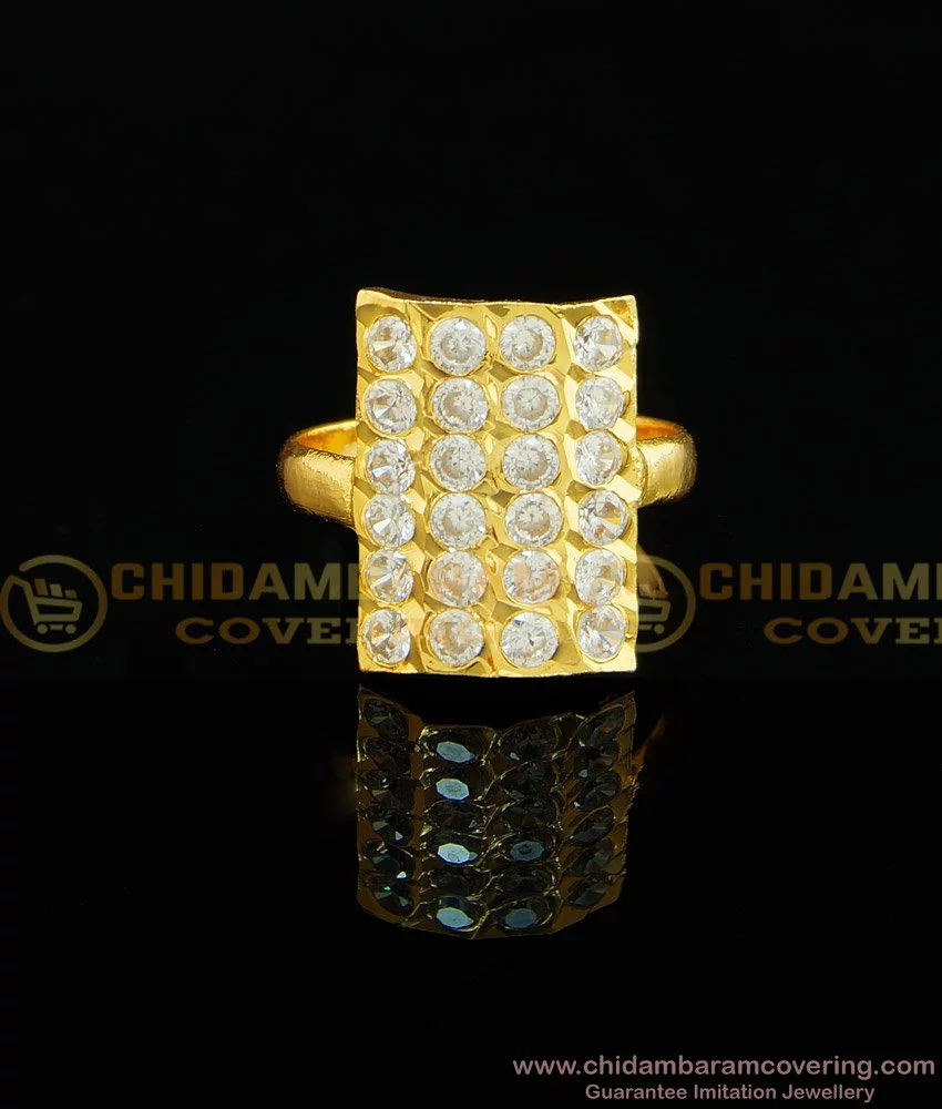 Buy Five Metal Gold Full White Stone Ring Design Panchaloham Ring for  Wedding