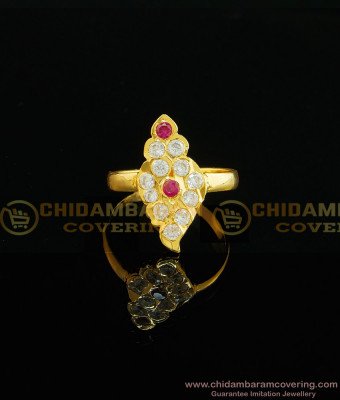 RNG027 - Traditional Impon Jewellery Gold Sangu Mothiram Design Stone Sangu Ring Online