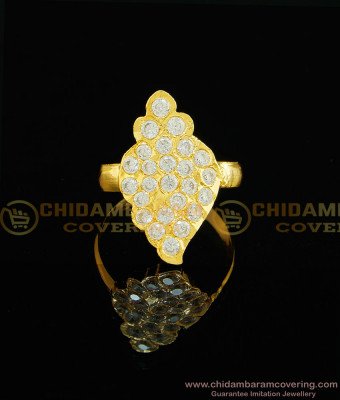 RNG030 - Chidambaram Covering Five Metal Full White Stone Ring Sangu Design Kal Mothiram for Women 