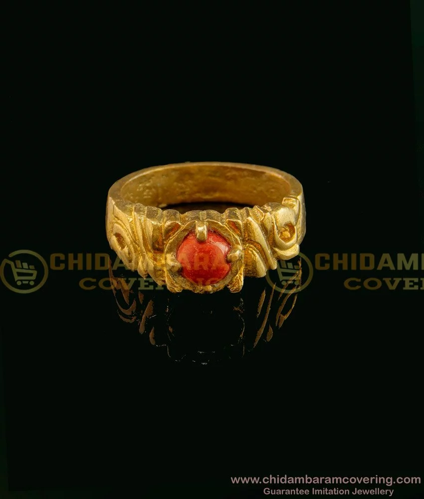 1 Gram Gold Forming Red Stone Streamlined Design Superior Quality Ring -  Style B001 at Rs 2860.00 | Gold Plated Jewelry | ID: 27472891048