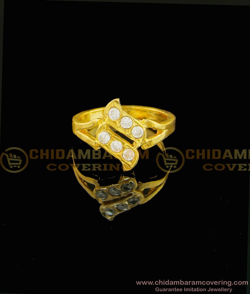 RNG076 - Real Gold Design White Stone Original Impon Finger Ring for Women