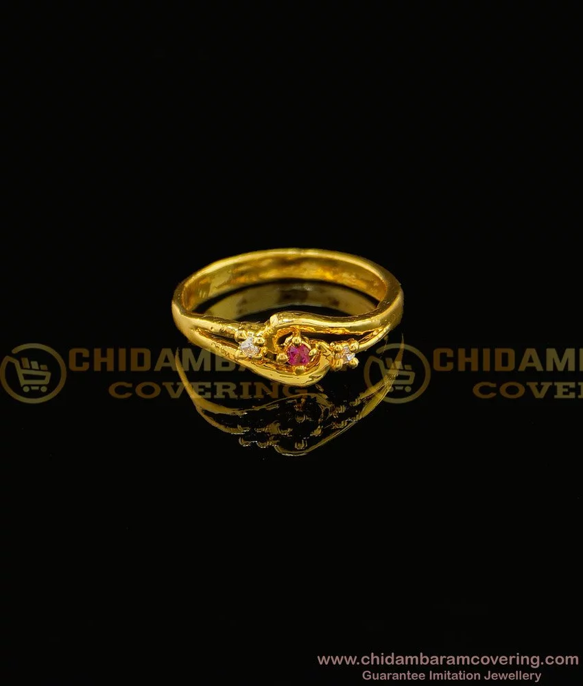 Buy Ladies Finger Ring Gold Plated Leaf Design Artificial Impon Jewelery