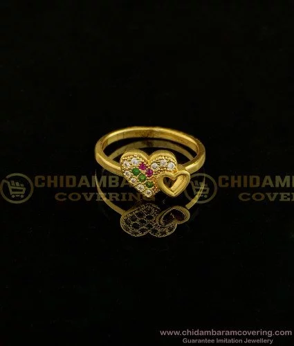Traditional Gold Plated Pink Wedding Ring by Niscka-Gold Ring Design