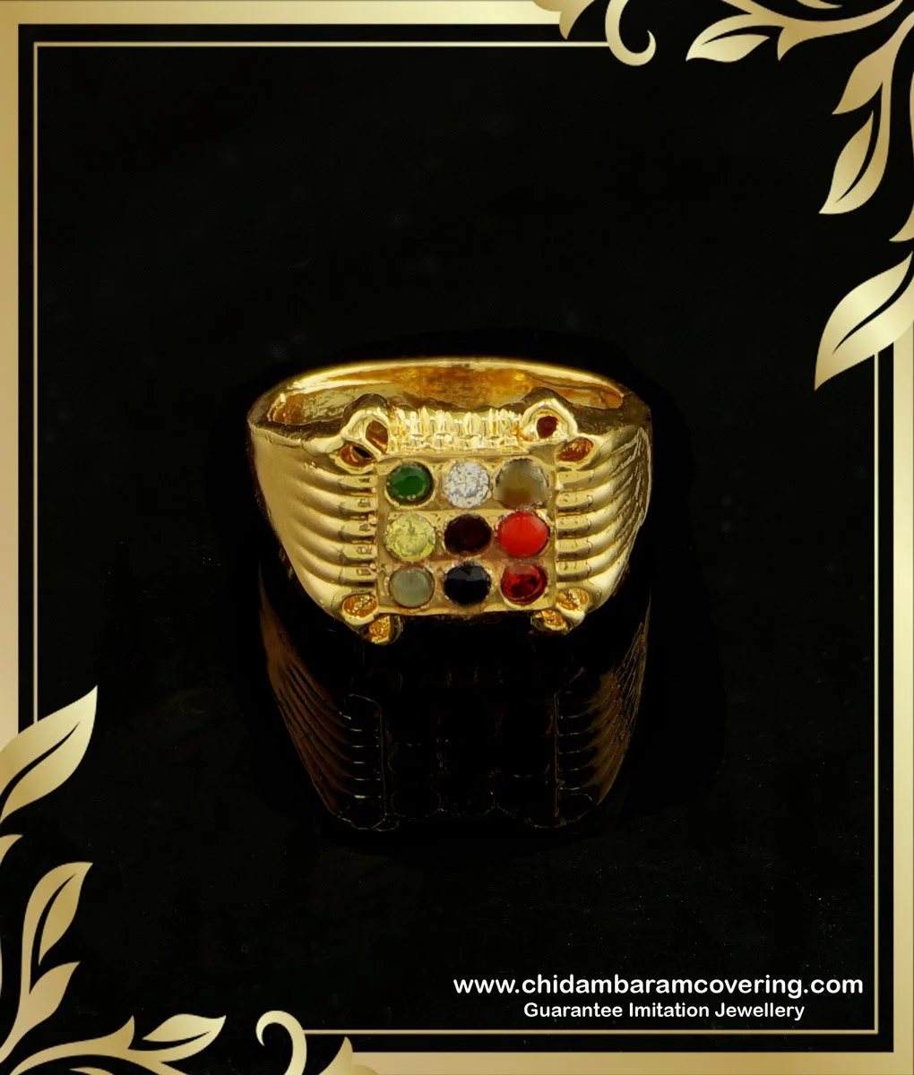 Buy 22Kt Antique Style Navaratna Gemstone Gold Ring 610VA86 Online from  Vaibhav Jewellers