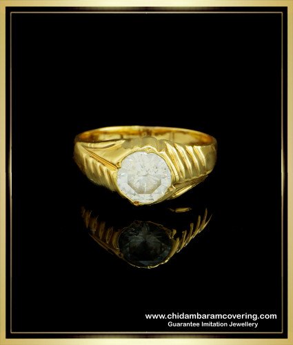 RNG170 - Sparkling Five Metal Daily Wear White Stone Impon Ring for Men 