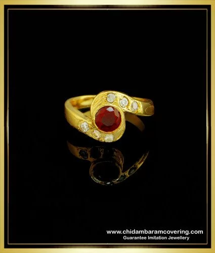 Buy Impon Finger Ring Design With Ruby Green Stone FR1293